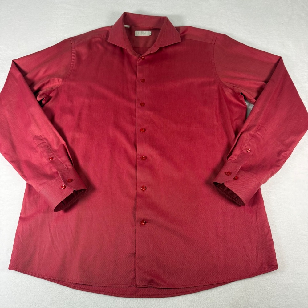 Eton Contemporary Fit Dress Shirt XXL 46/18 Red Orange Cambridge Luxury L/S